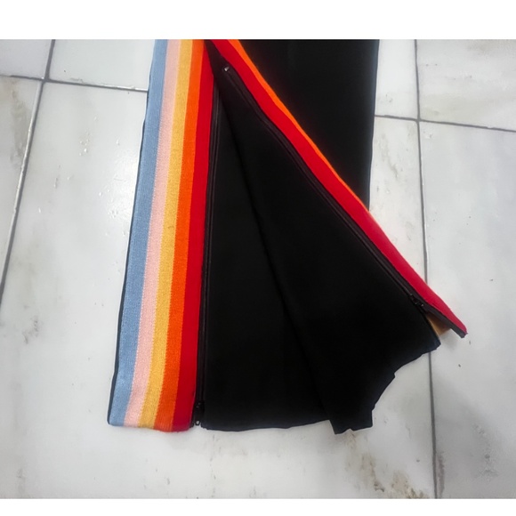 REVOLVE WOMEN’S LESLIE STRIPE RAINBOW TRACK PANTS, SIZE EU 38/ US 6, BLACK - Picture 12 of 14